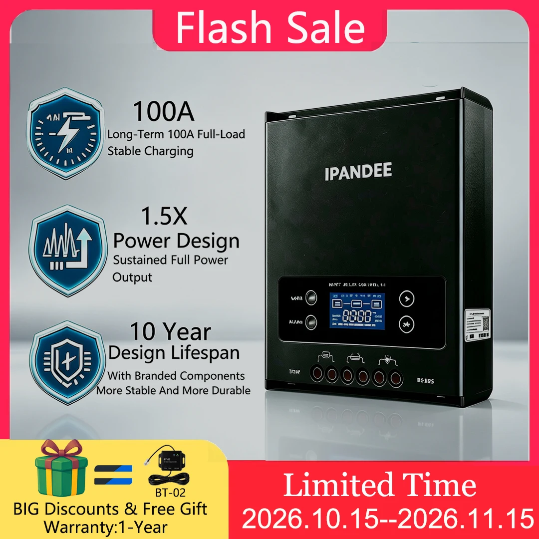 IPANDEE MPPT 100A Max PV Input 250VDC Solar Charge Controller 12V 24V 36V 48V Auto RS485 Charge Controller For Lead Acid/Lithium Battery