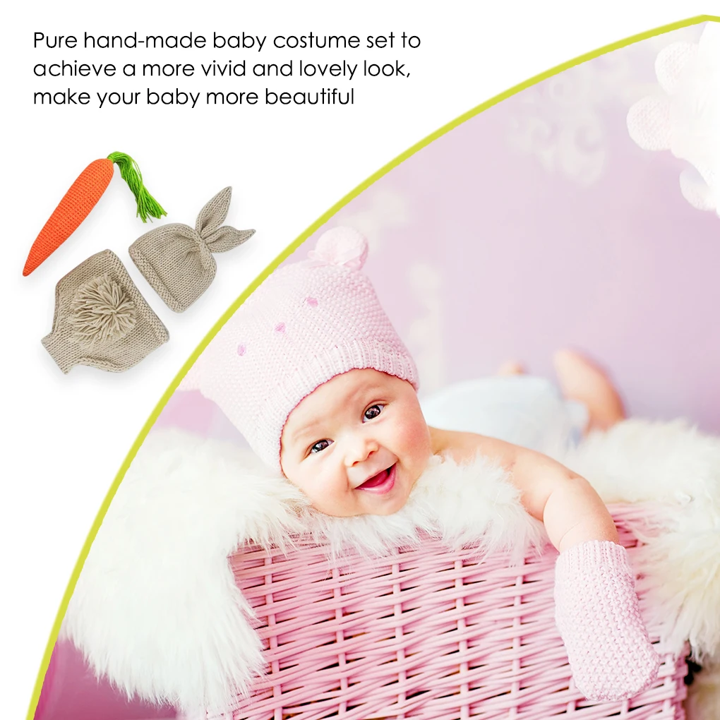 Newborn Photography Clothes Rabbit Costume Photo Prop Elk Design Baby Infant Knitted Costumes Hat Panties Baby Photo Accessories