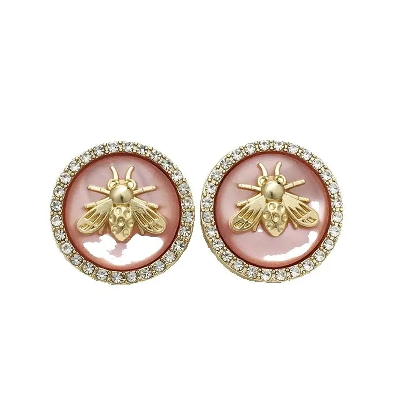 10PCS Hot Three-Colour Bee Diamonds Metal Duplex Buttons Cashmere Coat Trench Coat Buttons Light Luxury Decorative Buttons