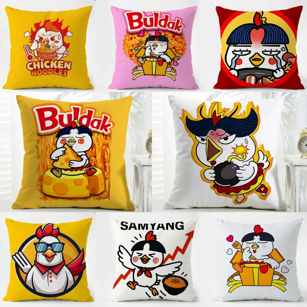 Lässiger, würziger B-Buldak Ramen-Stil Kissenbezug aus Island – Waschbarer Leinen-Komfort für Sofa, Bett und Heimdekoration