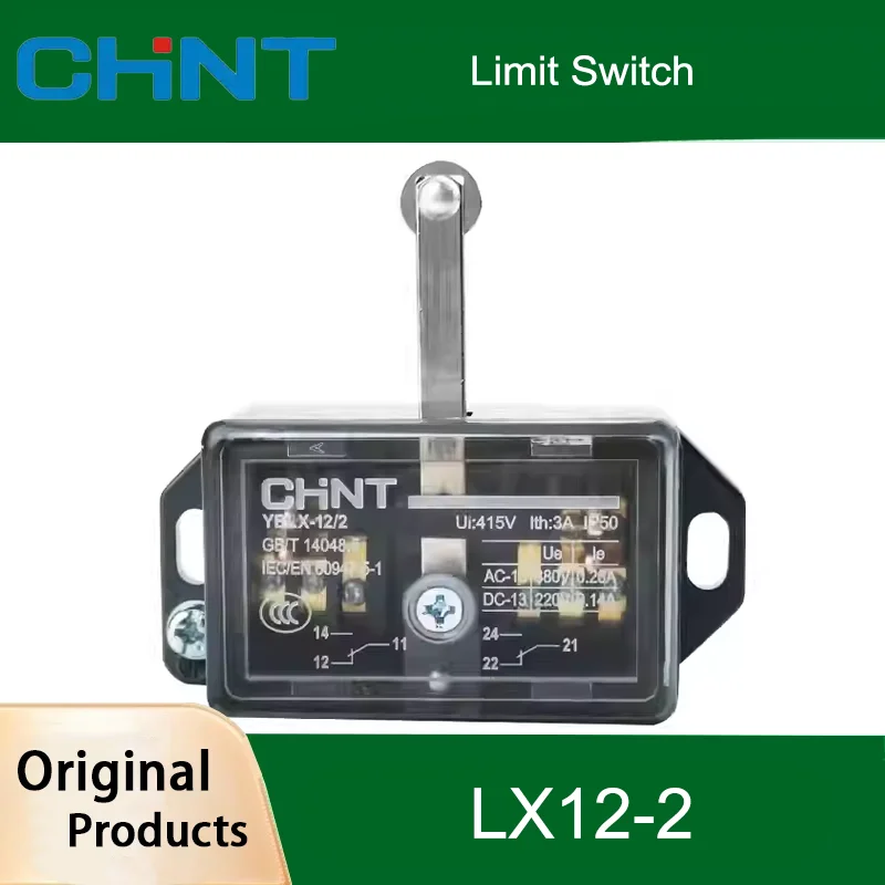 CHINT LX12-2 Self Reset Limit Switch 2NO 2NC Rated Current 2A 3A 4A Voltage AC DC 220 380V 400V 500V YBLX-12/2 Original Product