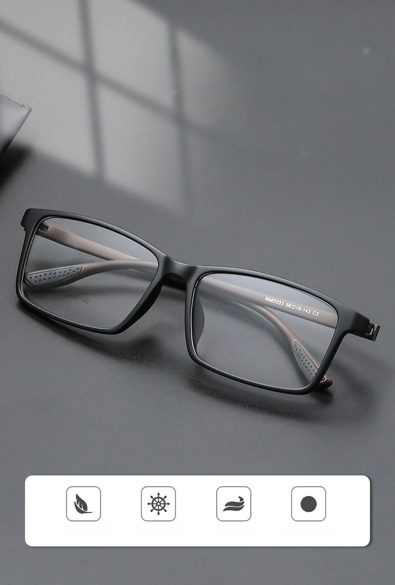 YIMARUILI Ultraleichte, flexible, schraubenlose Design-TR90-Brillen für Damen, Retro-Quadrat, optische Brillenfassung, Herren, 2033 – Detail 4
