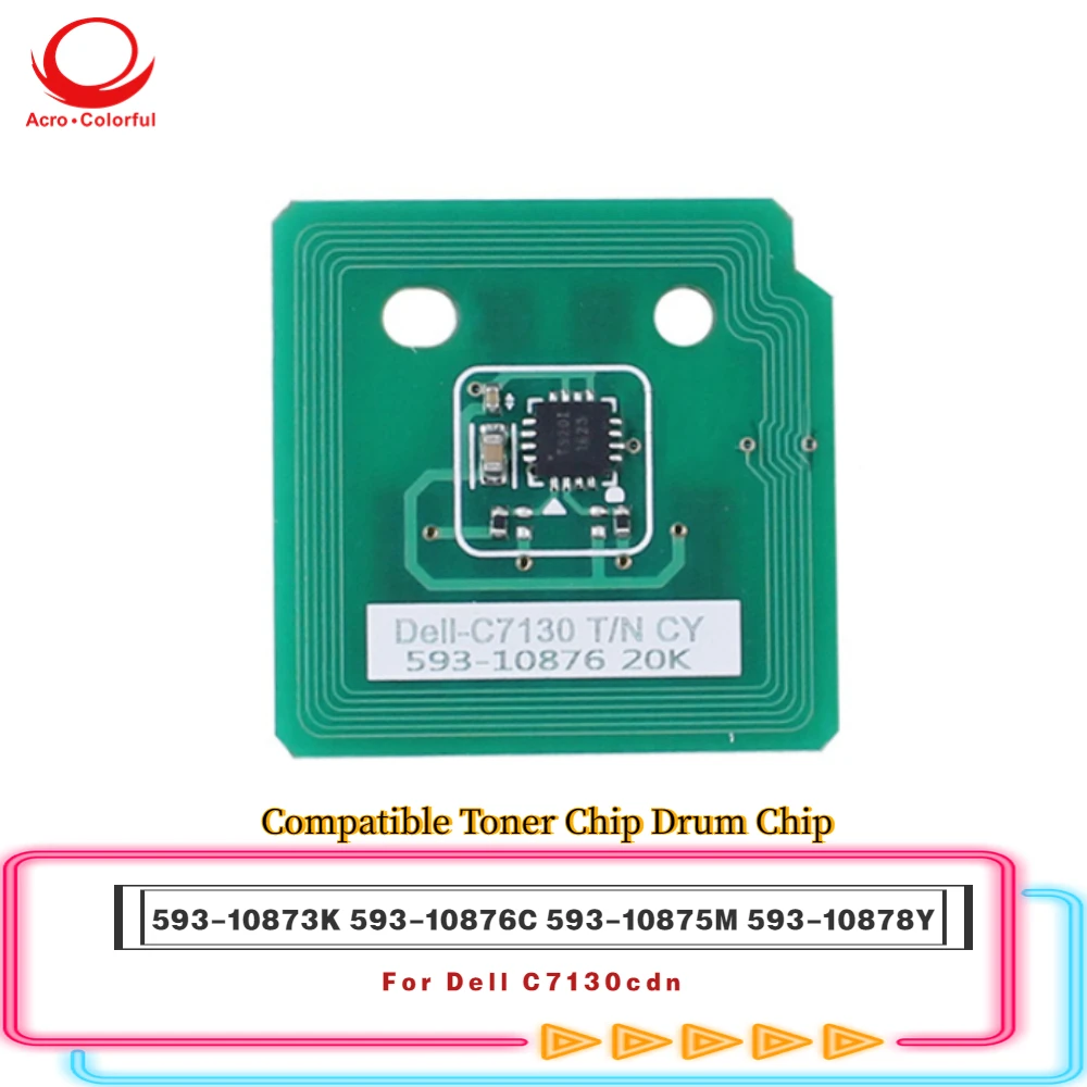 

Совместимый чип тонера 593-10873K 593-10876C 593-10875M 593-10878Y для принтера с чипом картриджа Dell C7130cdn 330-6137, барабанный чип