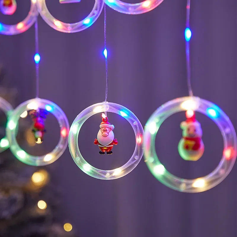 3Pcs/Lots Curtain Lights Christmas  Ring Curtain LED Christmas Curtain Festive Atmosphere Decorative String