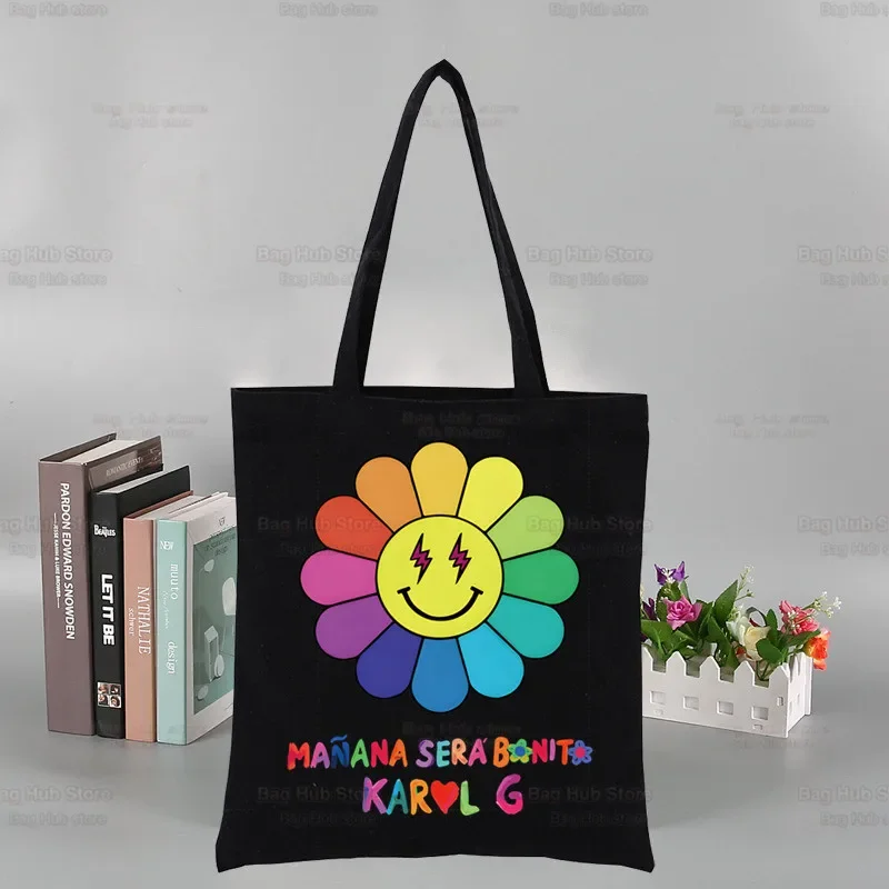 Karol G Merch Canvas Shoulder Bag, Shopper Bag, Bolsa de mercearia, Bolsas casuais, juntas serão agradáveis sacos de compras, Manana Sera Bonito