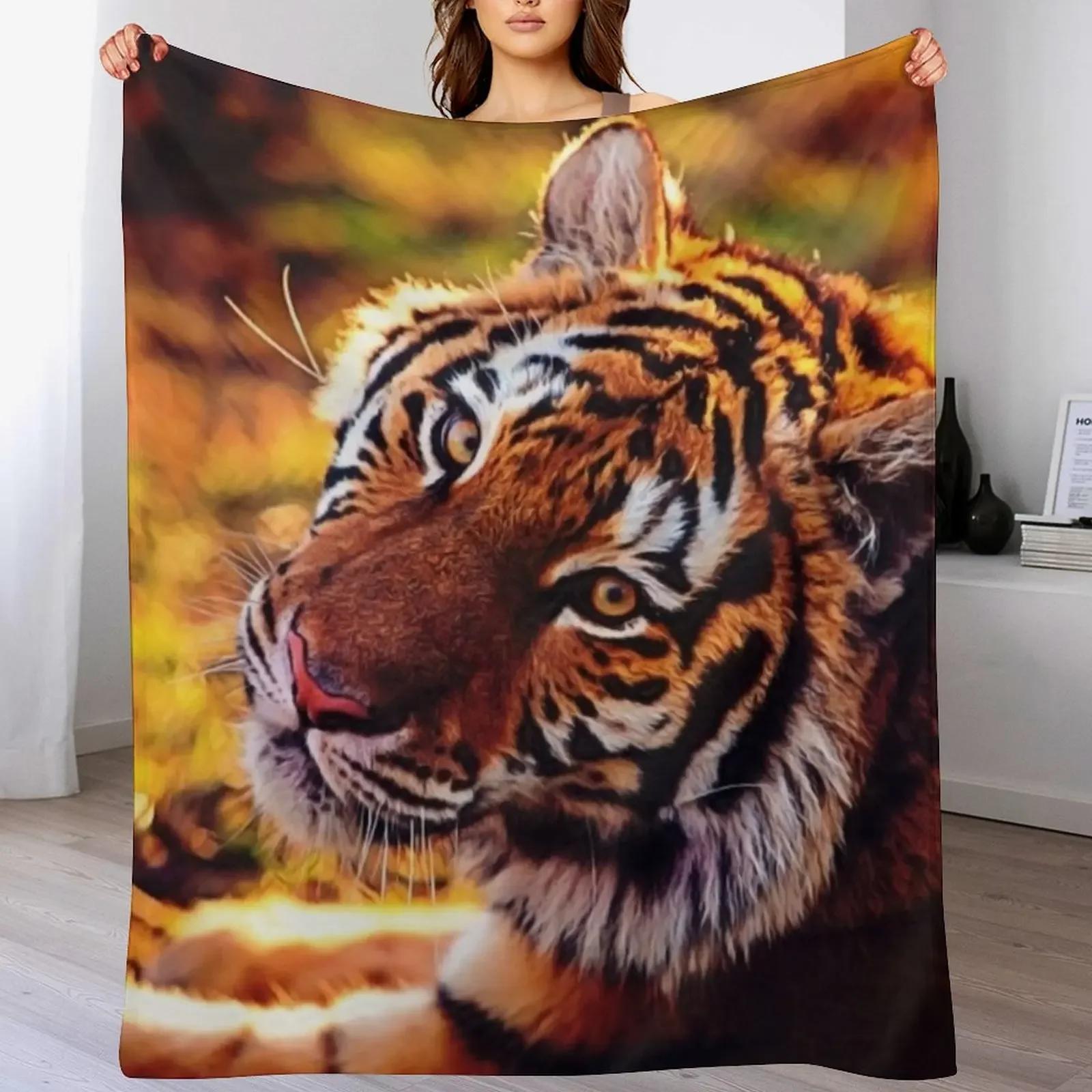 Beautiful Tiger Throw Blanket Thermal Hairy wednesday Blankets