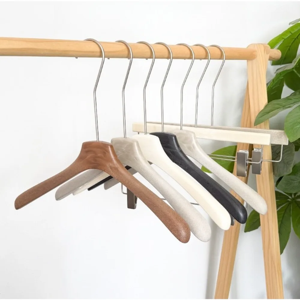 

2pc High-end Resin Clothes Hangers Non-slip Women's Clothing Store Hanger Imitation Wood Grain Trouser Clips for Clothing Stores