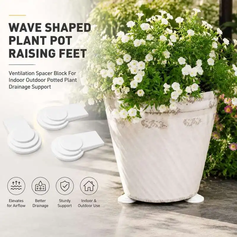 Wave Shaped Plant Pot Raising Feet Ventilation Spacer Block For Indoor Outdoor Potted Plant Drainage Support