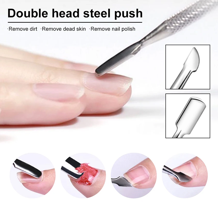 6 pçs/set profissional arquivos de unhas conjuntos manicure terno do prego arquivo buffer bloco tira moagem cutícula empurrador aço empurrando kits