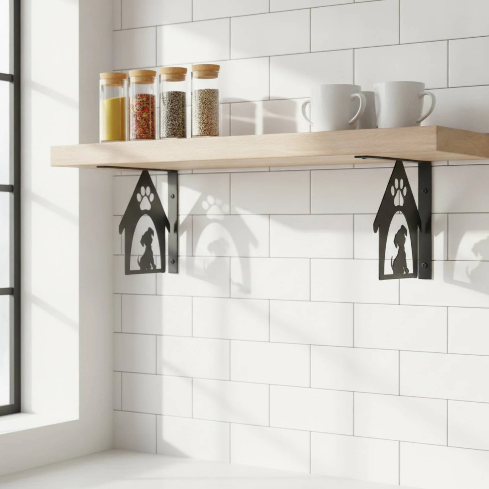 Shelf Bracket Black Wall Bracket Corner Brace Powder Coated Hardware Space-Saving for DIYers, Living Room, Kitchen