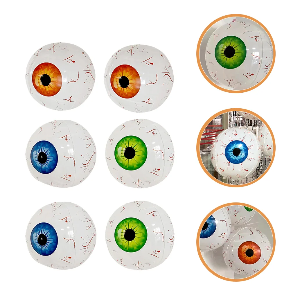 6 Pcs Large Inflatable Eye Balls Eyeball Black Balloons Party Eyeballs Baby Scary Halloween