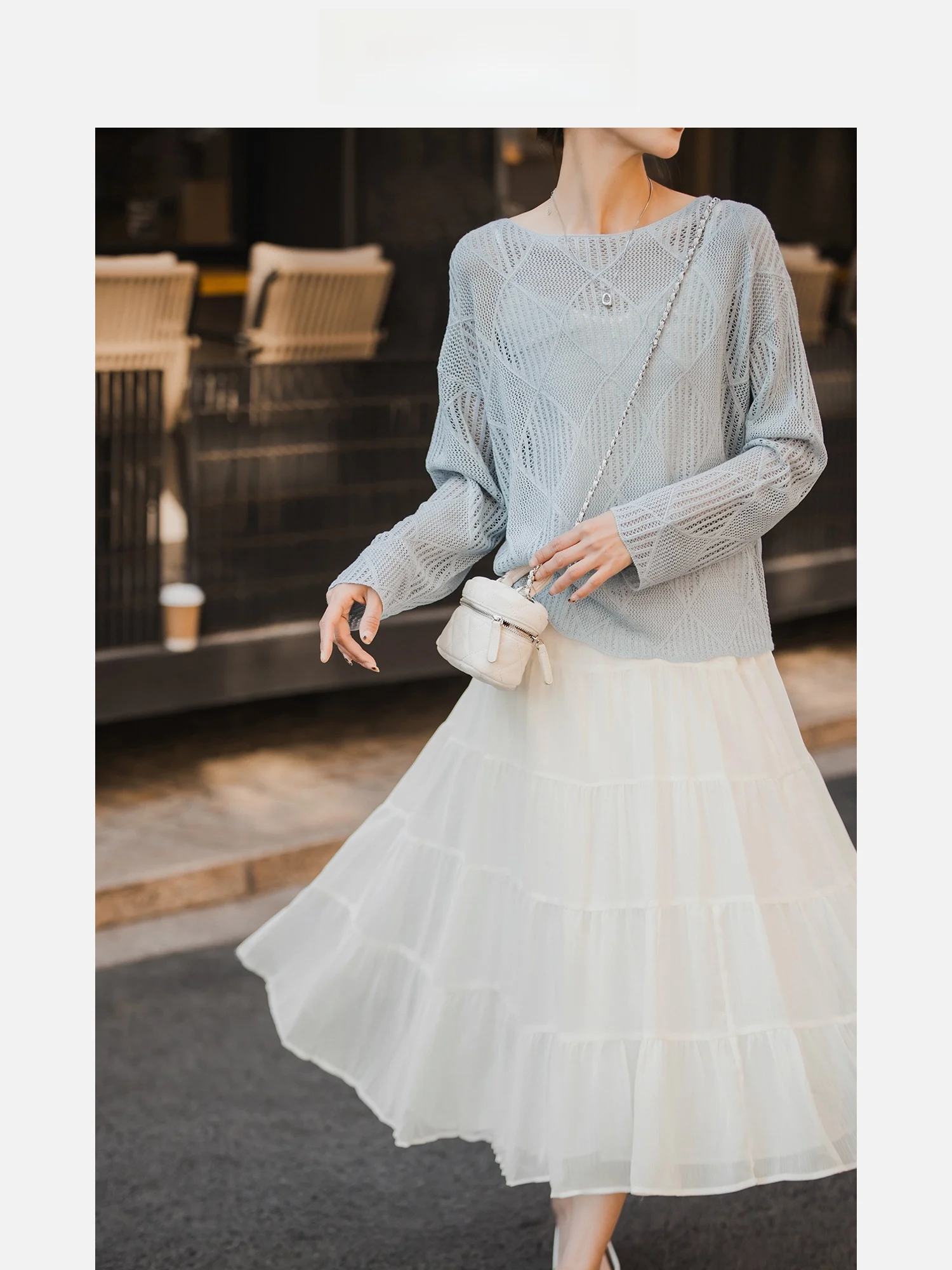 

Lazy Sle Knitted Top Paper Figure Loose Fit Spring Collection One oulder Design Versatile Casual Women's Long Sve irt