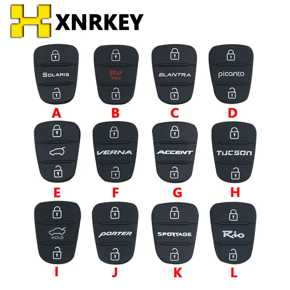 

XNRKEY Rubber Button Pad For Hyundai I30 IX35 Solaris Accent Elantra Sportage Hold Kia K2 K5 RIO Verna Remote Key Shell