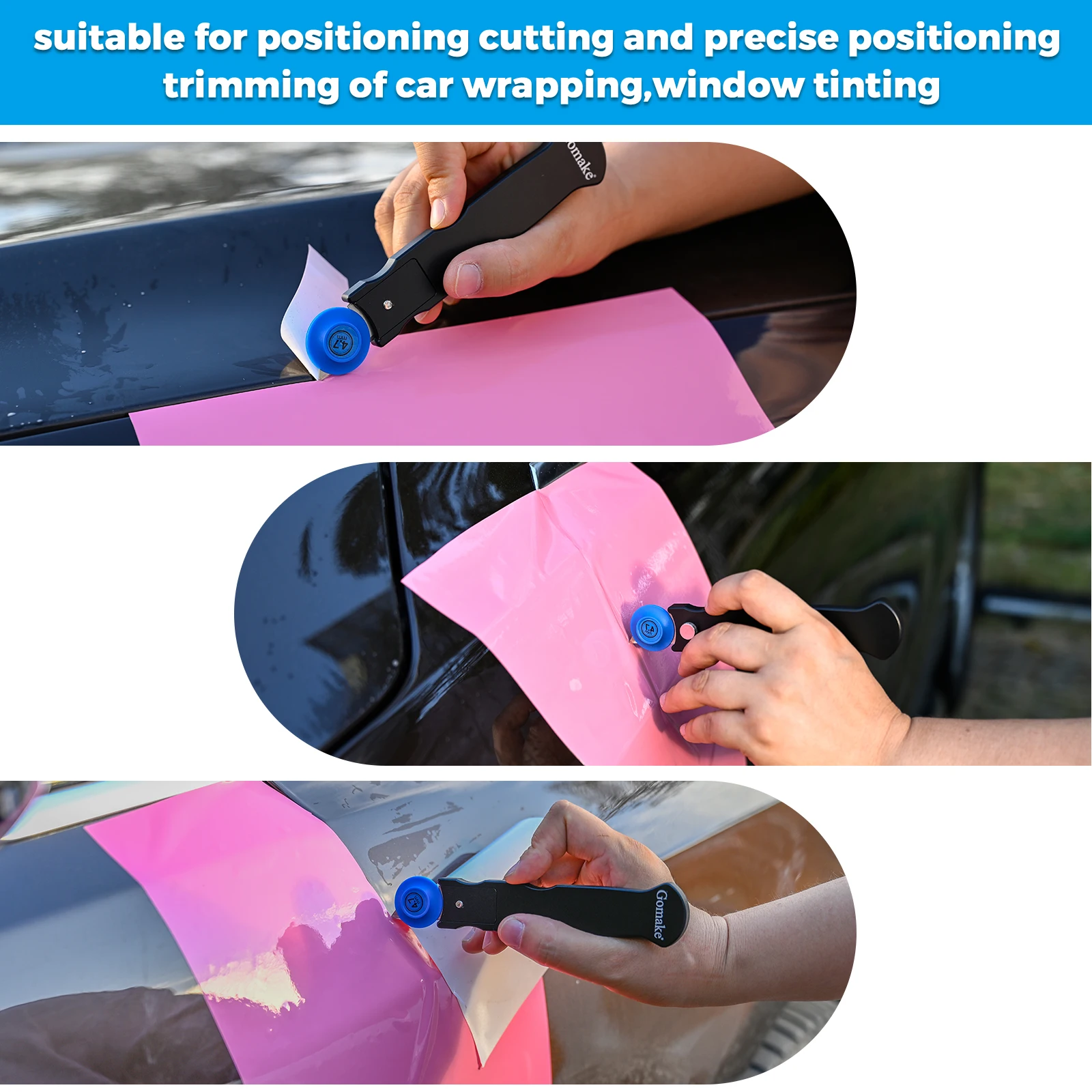 FOSHIO Car Matte Film Sticker Cutting Knife Roller Guard Cutter Craft Position Trimming Tool For Wrapping Wallpaper Leather DIY