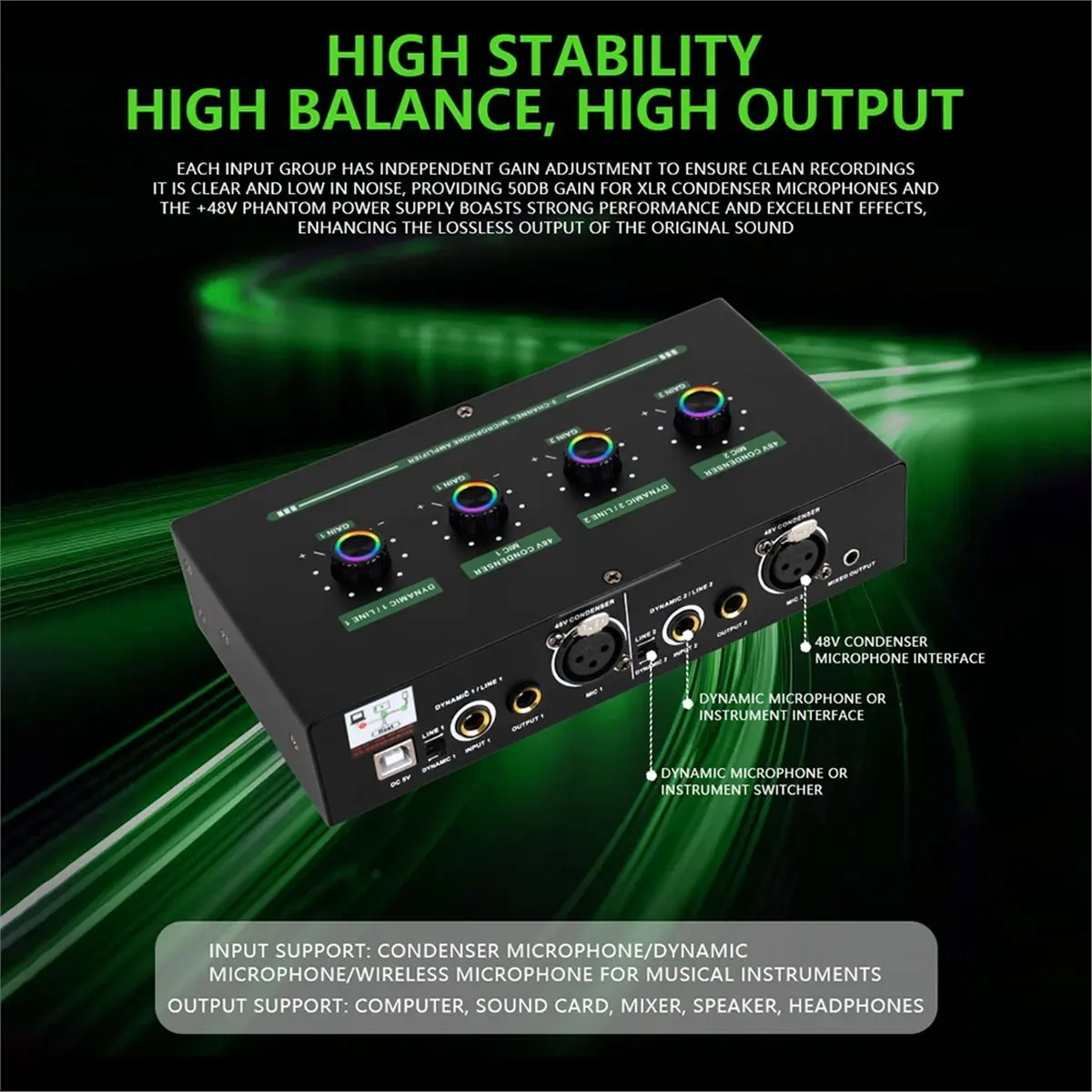 

Мини-усилитель для наушников, 2-канальный стереоусилитель звука с адаптером питания, зарядка для наушников