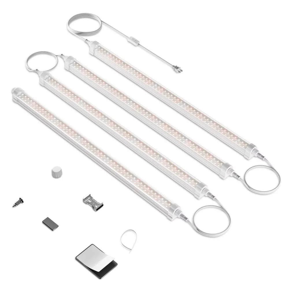 2026 2FT 4-Pack 20W/Bar IP65 Waterproof Linkable Dimmable Full Spectrum LED Grow Light Strips for Indoor Plants