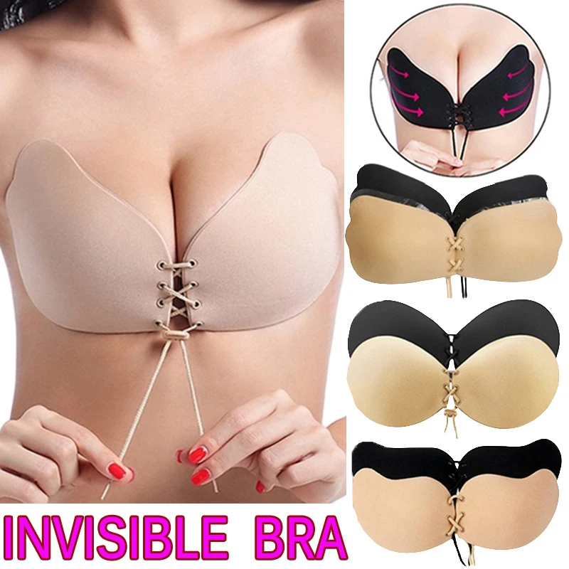 Seamless Self Adhesive Fly Bra Strapless Push Up Bra Wireless Stick on Sexy Lingerie Invisible Silicone Women Bra for Women Girl