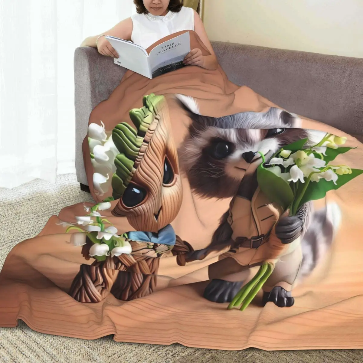 Guardians Of The Galaxy Groot Rocketraccoon Flannel BlanketsWarm Soft Throw Blanket for Camping Graphic Bedspread Sofa Bed Cover