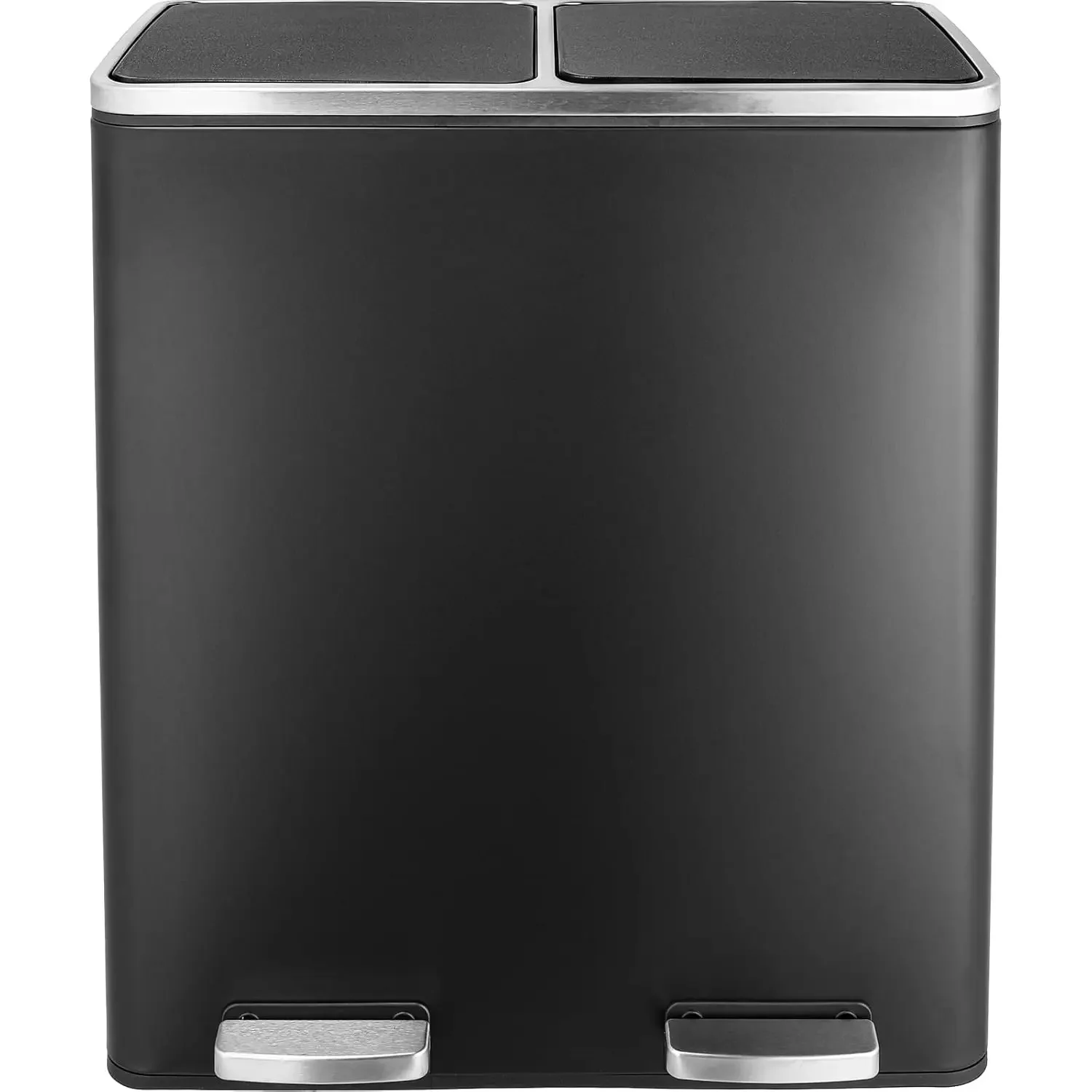 60L(16 Gal) Dual Trash Can, Stainless Steel Kitchen Garbage Can, Double Compartment Classified Rubbish Bin, Recycle Dustbin w/Pl