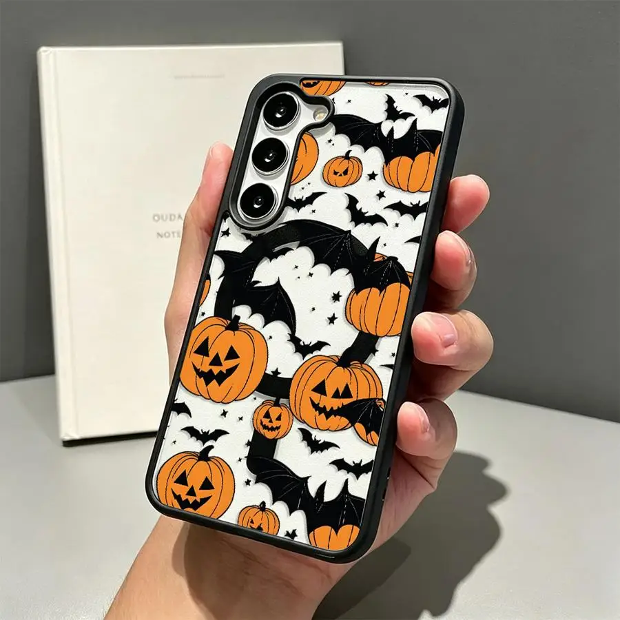 Halloween Bat Pumpkin Case for Samsung Galaxy S26 S25 Ultra Plus S24 FE S26+ S22 S25 S23 S24+ Magnetic Phone Cover S23+