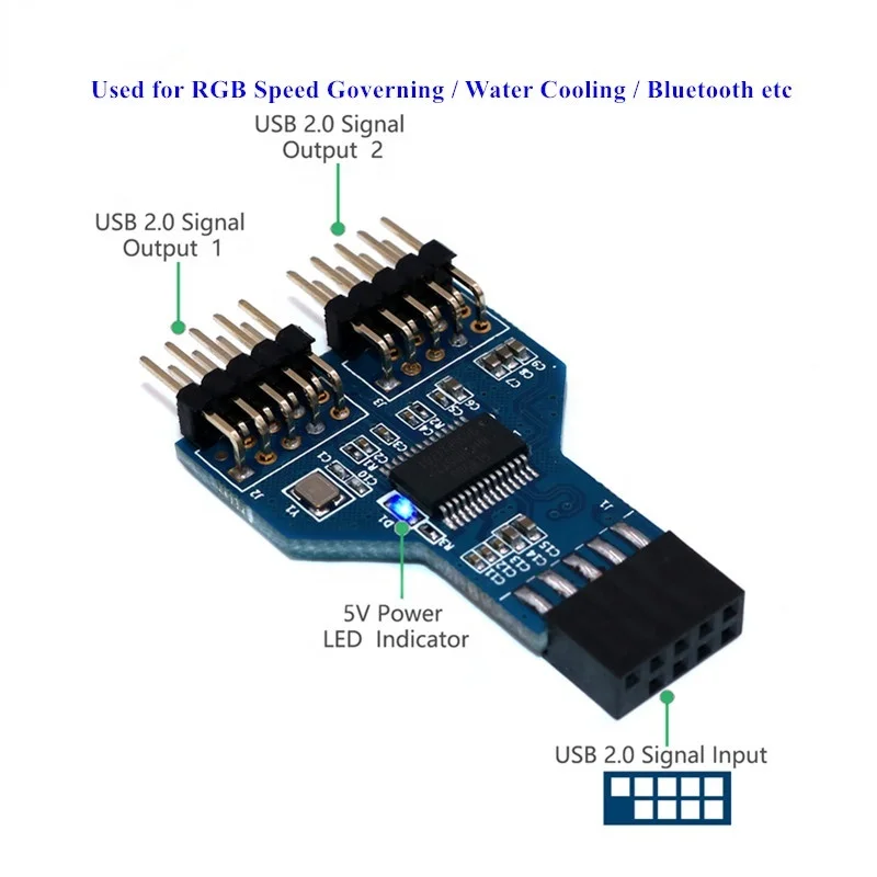 USB2.0 9 Pin Female to Dual 2 Port USB 2.0 9Pin Male Adapter Converter