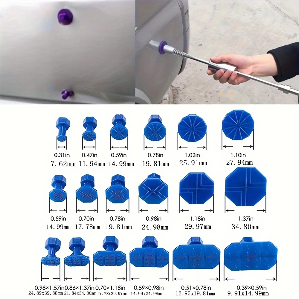 Car Dent Repair Kit, Get Professional Results With Our Metal T-Handle Puller And Plastic Glue Tabs! (Without Glue Gun)