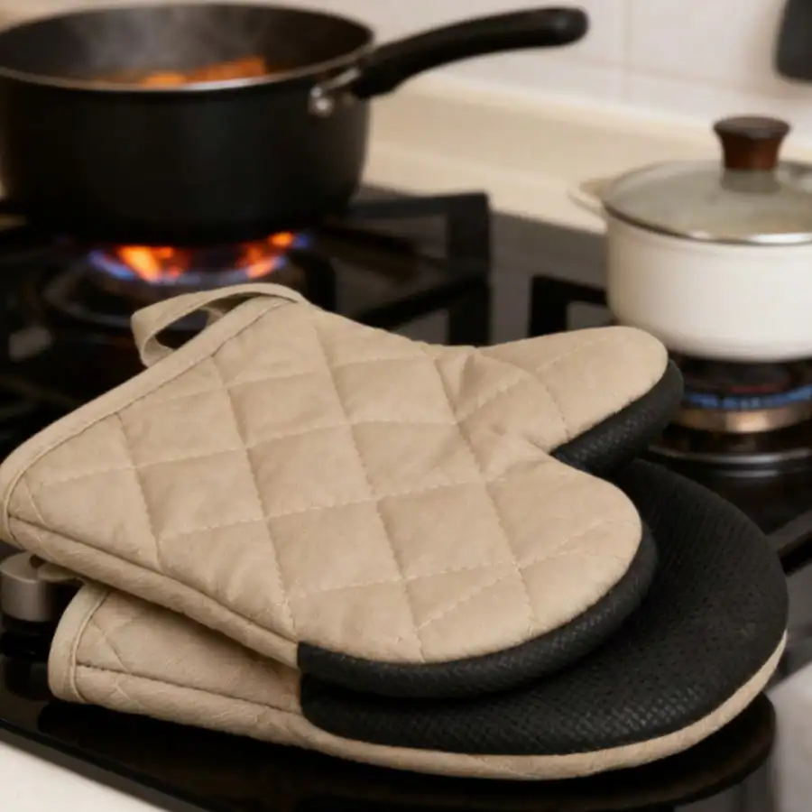 

1 Pair Short Oven Mitts, Heat Resistant Silicone Kitchen Mini Oven Mitts For 500 Degrees, Non-Slip Grip Surfaces And Hanging Loop Gloves, Baking Grilling Barbecue Microwave Machine Washable