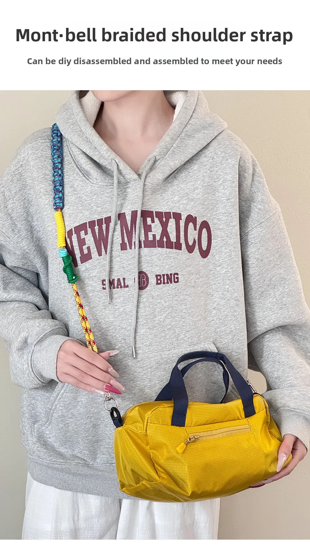 Outdoor Multicolor Rope Braided Bag Strap Handbag Modification Crossbody Strap Detachable Bag Shoulder Belt Strap Replacement
