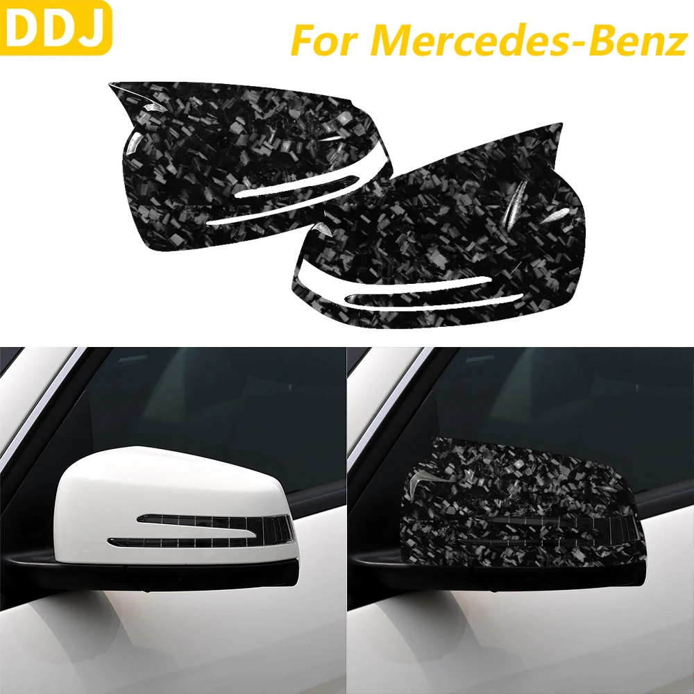 For Mercedes-Benz C-Class W204 2008-2014 Car Accessories Real Forged Carbon Fiber Rearview Mirror Housing Protective Cover Trim