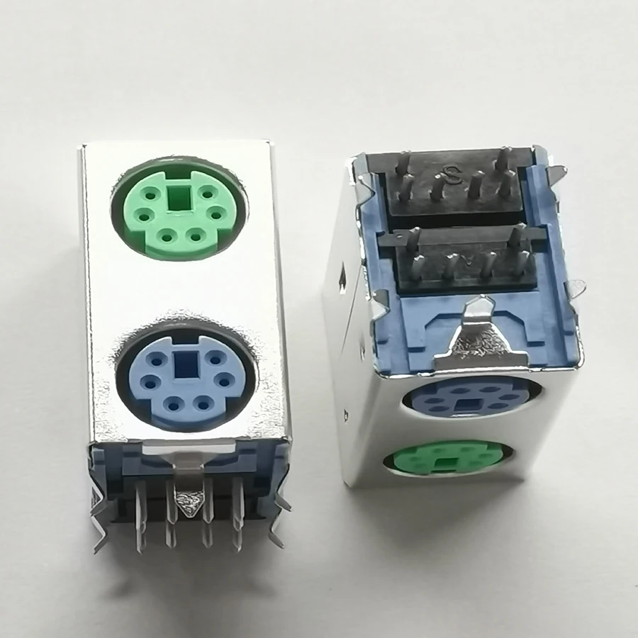 

10Pcs/Lot Dual Terminal Jack/Socket Female Connector Double PS2 PS2-6P 6Pin 6P 90 Degree