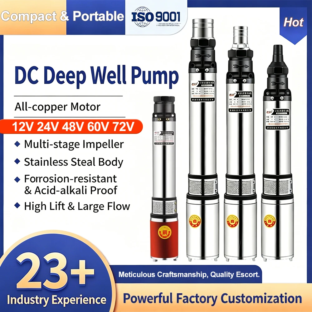 Multi-stage Impeller Direct Current Deep Well Submersible Pump, High Head Household Water Pump, Stainless Steel Deep Well Pump