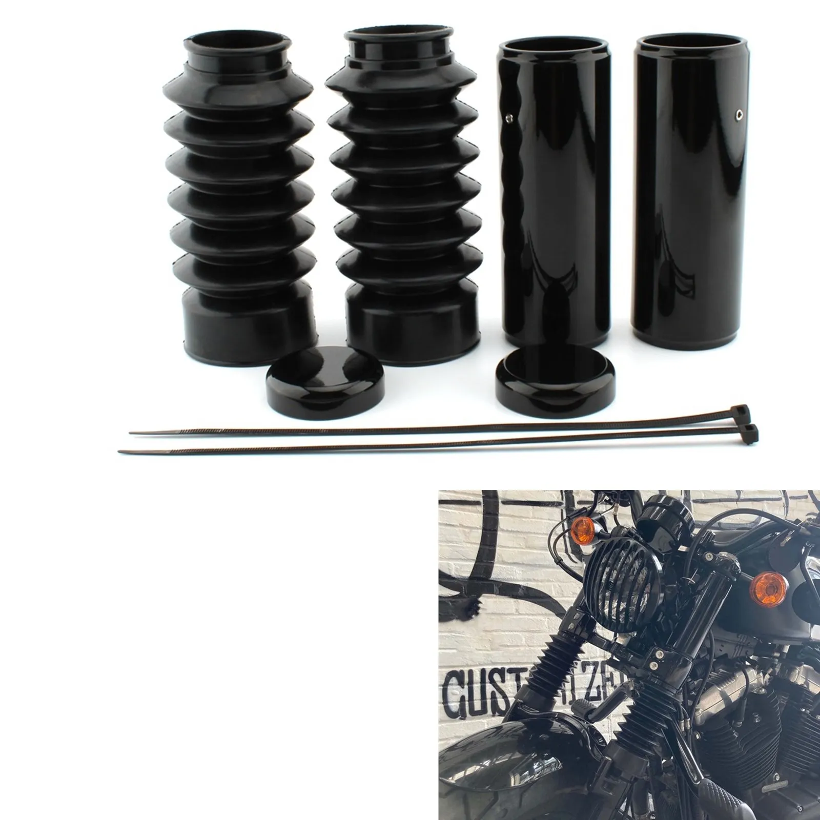 Motorcycle Front Fork Boot Slider Shock Leg Cover Absorber Rubber Tube Cap For Harley Sportster X48 Forty Eight XL1200X 2016-22