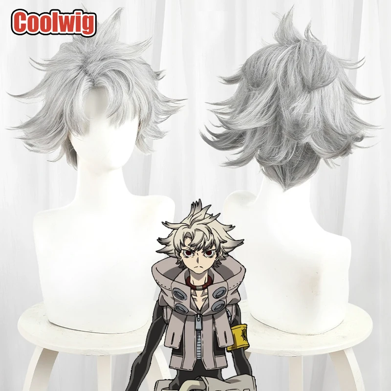 Coolwig Synthetic Hair Rudo Surebrec Cosplay Wigs Gachiakuta Rudo Surebrec 30cm Short Silver White Mixed Gray Wig Heat Resistant