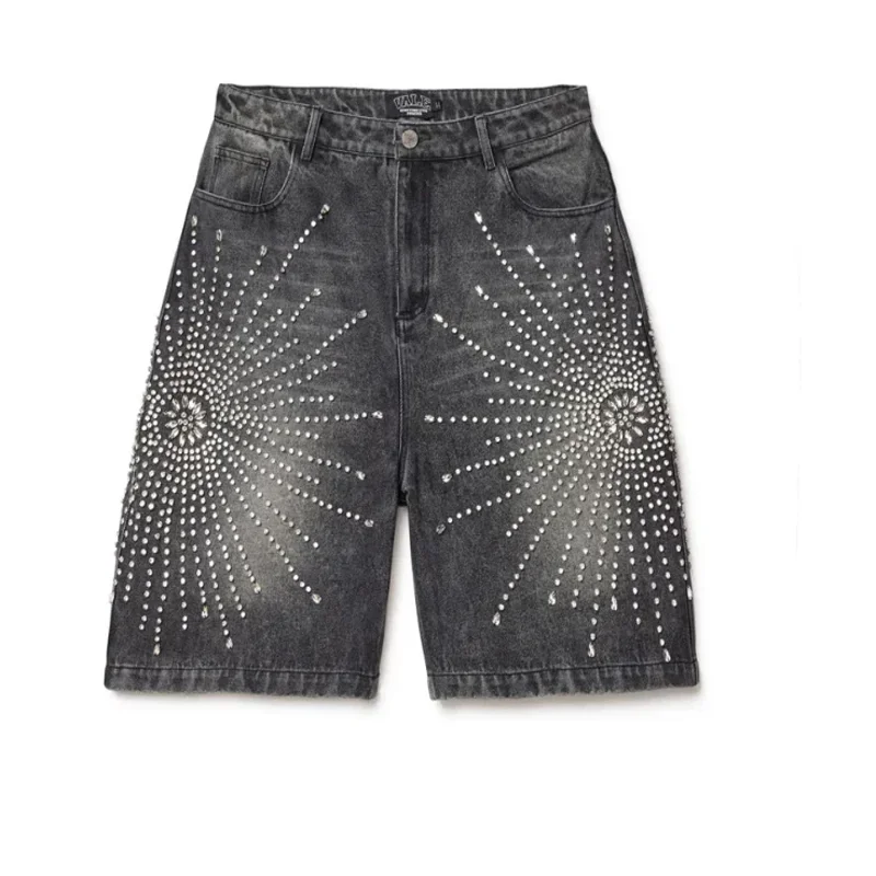 

Шорты Джинсы Прямая версия Светлый цвет Лето Повседневный Простой ромбовидный дизайн Свободные широкие нишевые универсальные брюки пять четвертей