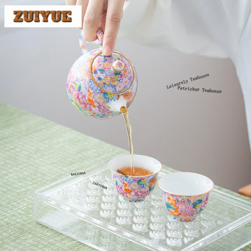 Colour Enamels Tea Set Complete Set Ancient Gaiwan Tea Ceremony Set Teapot And Tea Cup Set Chinese Tea Set Accessories Craft