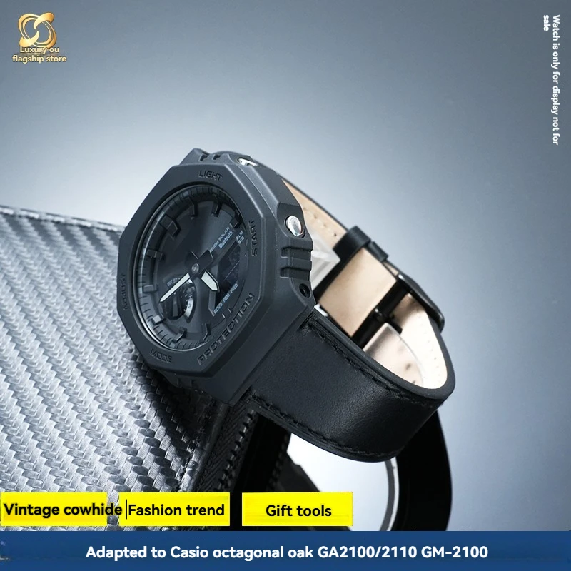 

For Casio Octagonal Oak GA2100/2110 GM-2100 Series Modified Retro Genuine Leather Watch Men's Bracelet Leather Bracelet