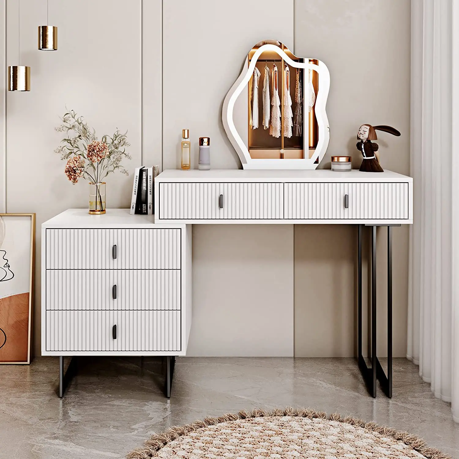 Vanity and bedroom makeup storage cabinet integrated light luxury vanity table