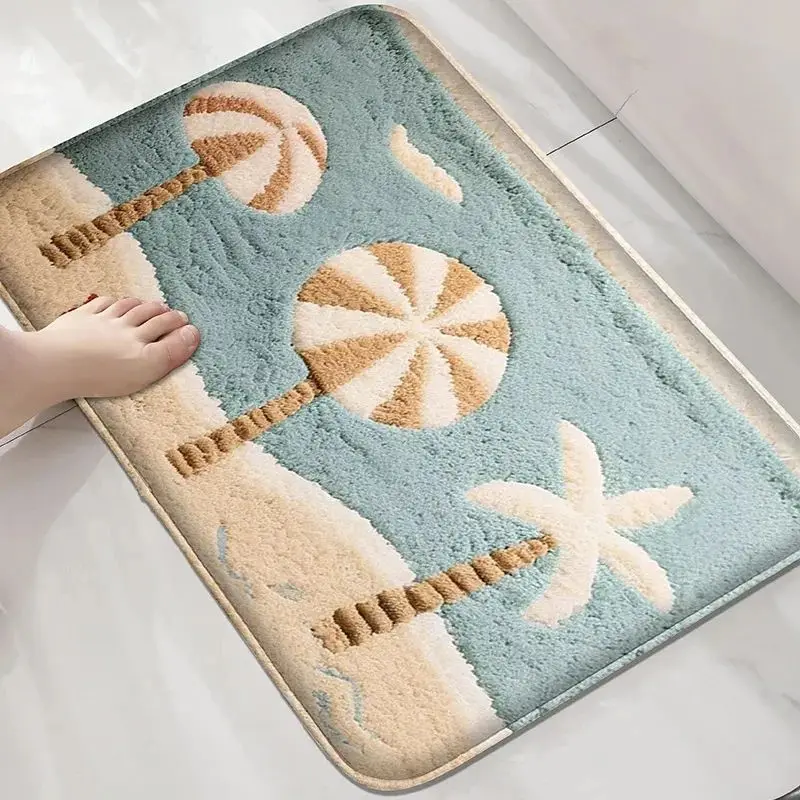VIKAMA Coconut Tree Bathroom Mat Non-slip Absorbent Shower Floor Mat Modern Home Decor
