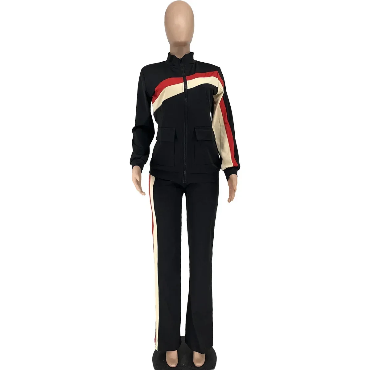Conjunto de treino de duas peças para mulheres, jaqueta com zíper, tops, roupas de jogging vintage, streetwear Y2K, conjunto outono e inverno