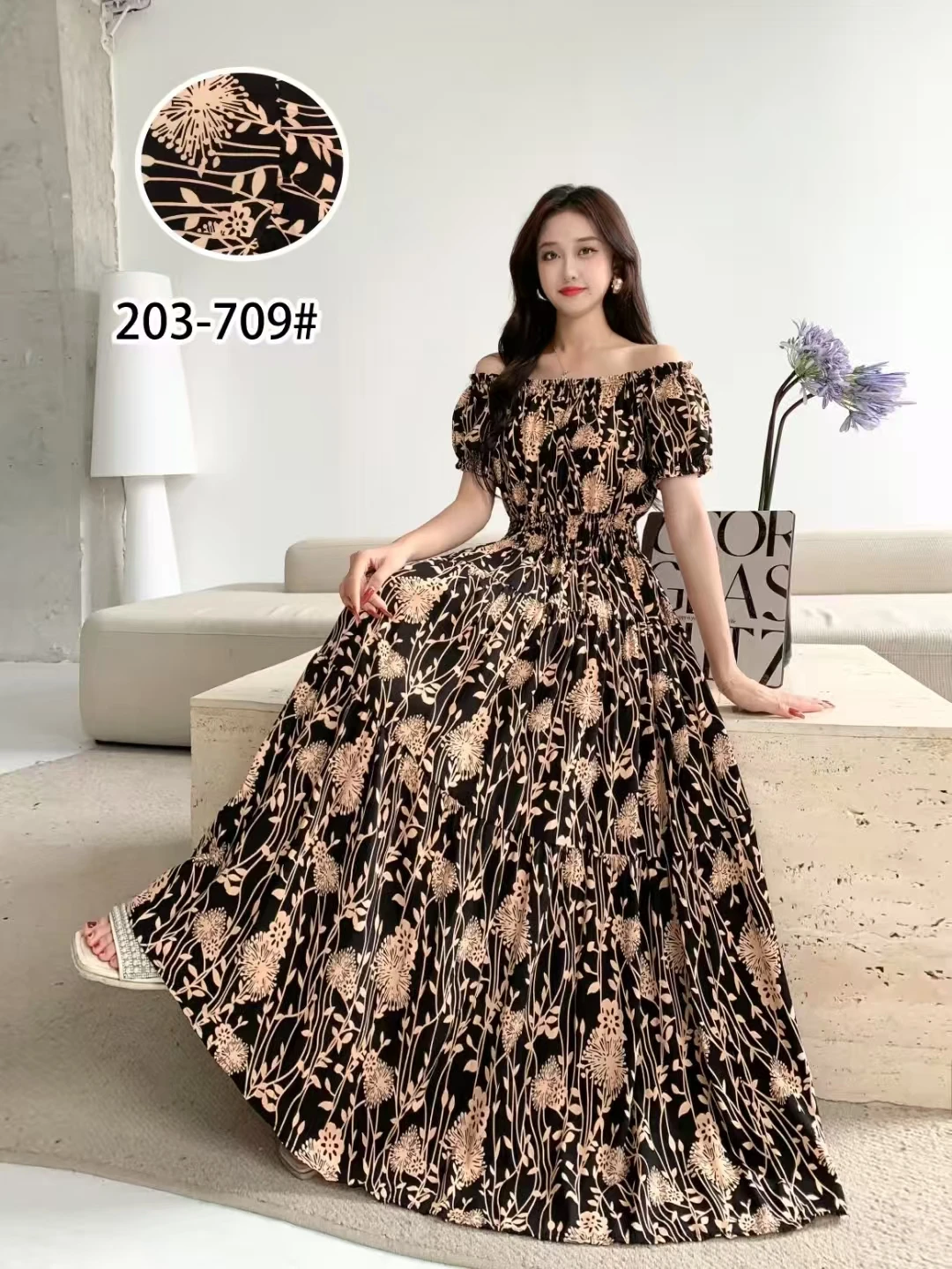 New Summer Indian Dress Women Clothes Ropa De Muje Boho Long Vintage Off-Shoulder Korean Fashion Casual Bohemian Floral Robe