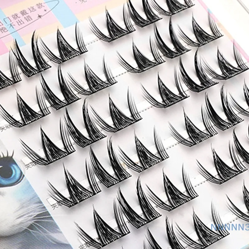 หลายรูปแบบไม่มีกาวธรรมชาติ Cluster ขนตาปลอม Cluster Volume Eyelash แต่งหน้า Grafting ขนตาปลอมคอสเพลย์