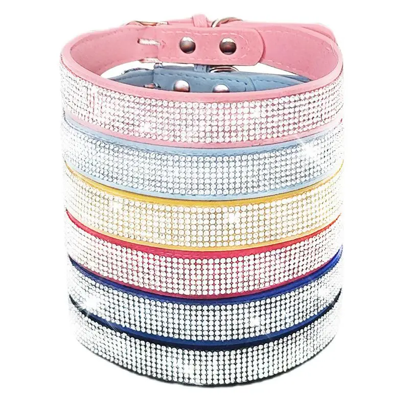 Collar de cristal para perros, cómodo, con brillantes y pedrería, con hebilla de aleación de zinc, para perros pequeños y gatos.