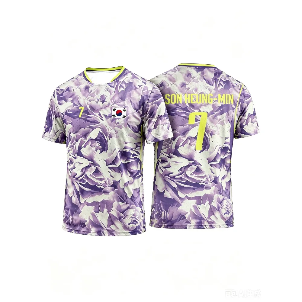 Quick‑Dry Breathable South Korea Football T‑Shirt Summer 3D Print Family Matching Short‑Sleeve Tops For Adults Kids