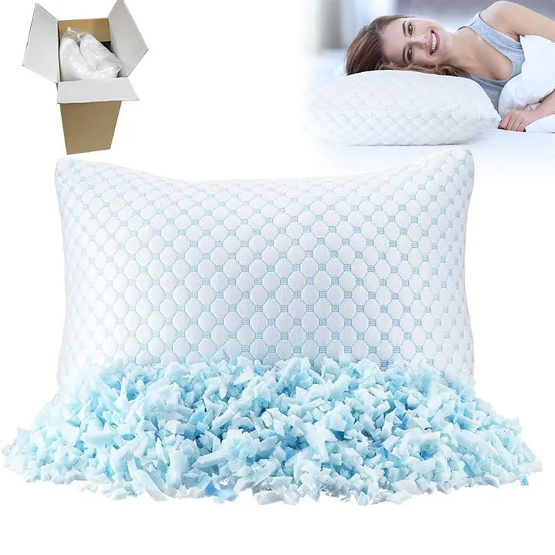 Height Adjustable Cooling Pillow for Hot Sleepers Shredded Memory Foam Cold Pillow for Better Night's Rest