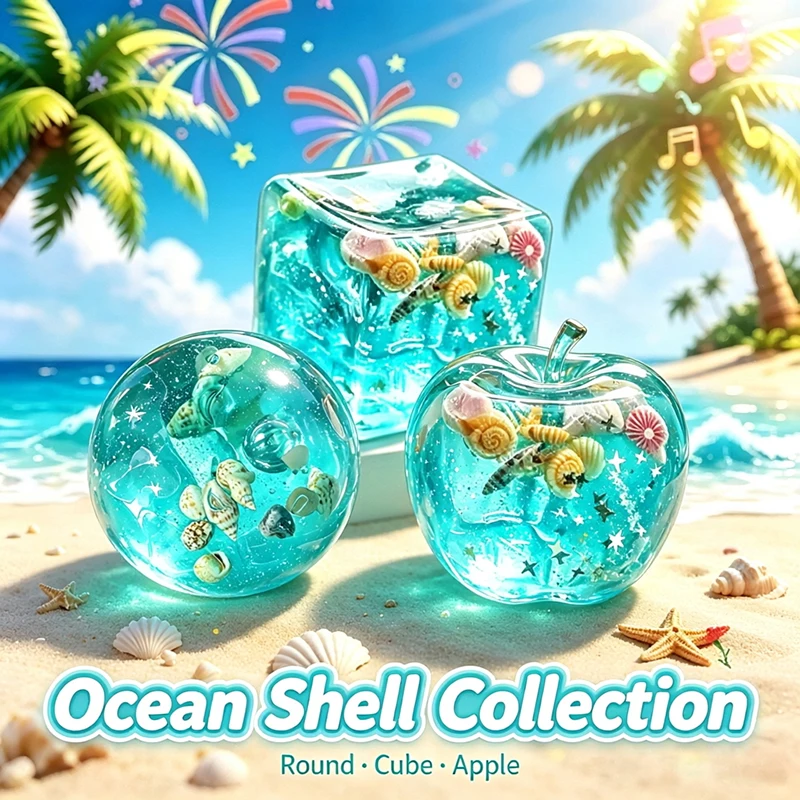 Clear Ocean Fidget Relief Sensory Stress Balls Toy Non-toxic Maltose Cube Apple Squeeze Slow Rising for Autism Anxiety Relax Toy