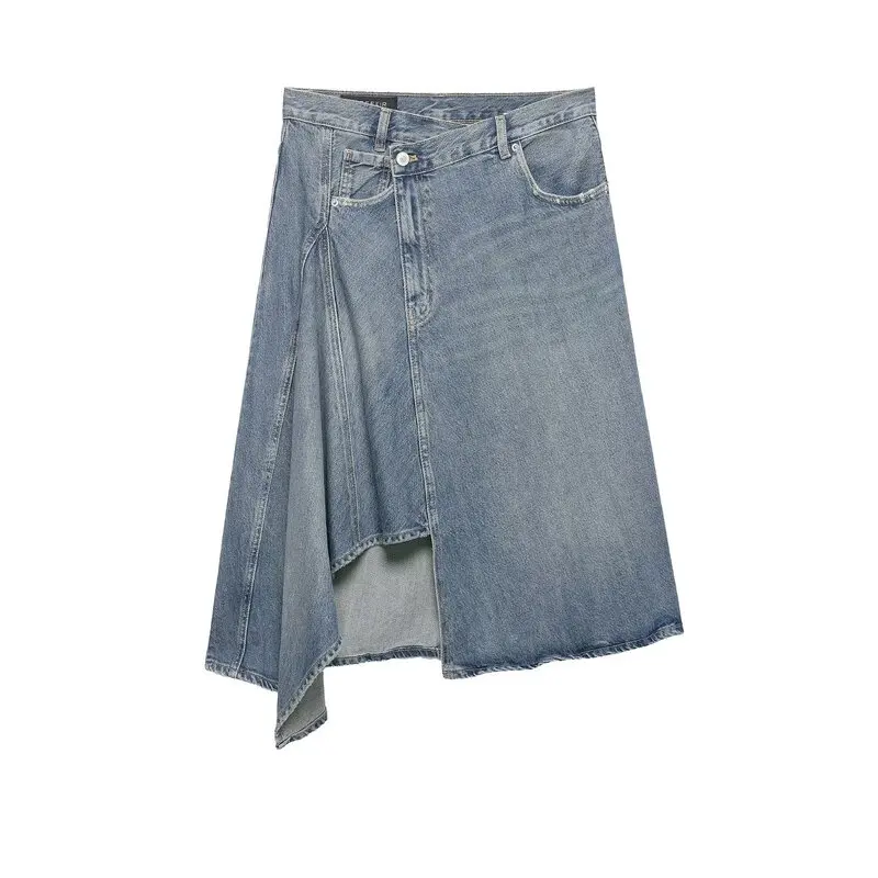 Spring 2026 Asymmetric Hemline Denim  Skirt Women's High Waist New Arrival Skirts Fashion Ladies' Premium Collection