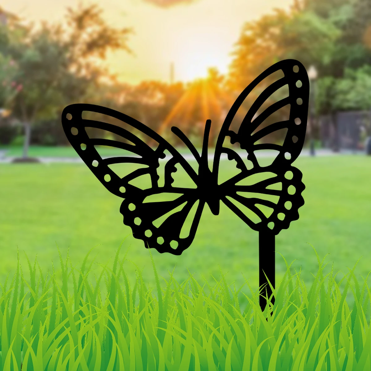 1PC Garden Decor for Outside Decorative Metal Butterfly Garden Stake for Spring Decor Yard Art Decorations for Patio Lawn