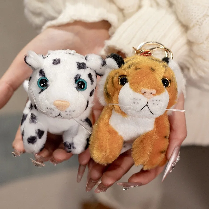Mini animales del bosque de 10cm, juguete colgante de peluche, muñeco de tigre León, llavero, bolso para niños, mochila, billetera, decoración colgante
