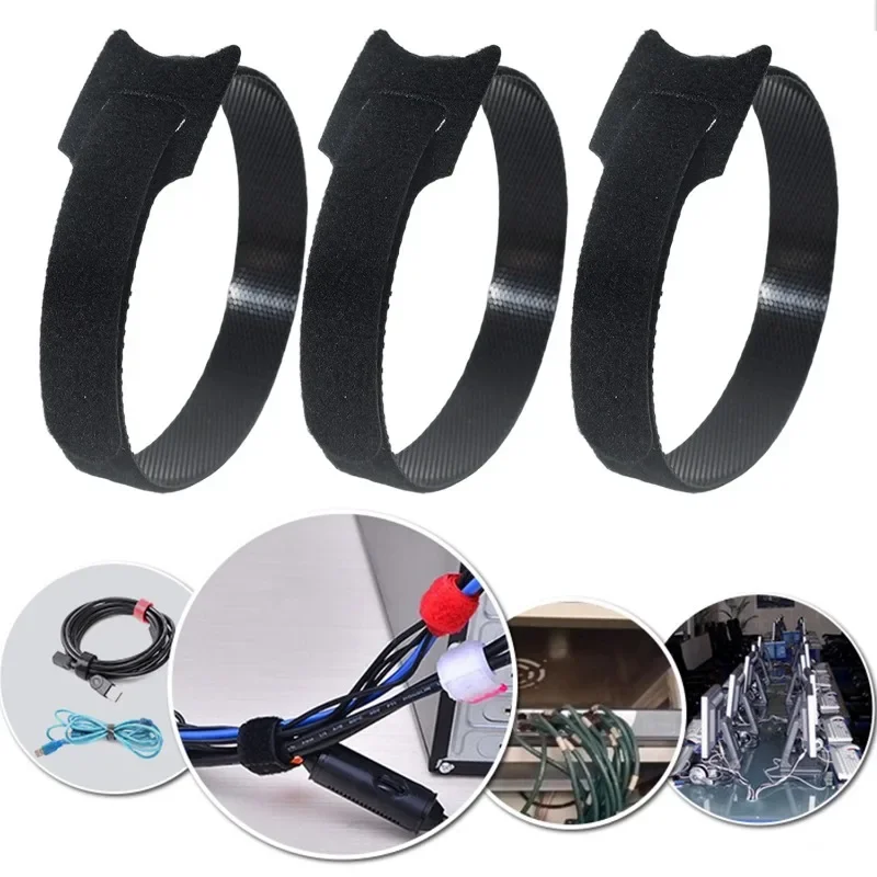 10~100Pcs Releasable Cable Ties 12*150mm Black Nylon Hook Loop Straps Wire Wrap Organizer Zip Bundle Tie Fastening Tape Tools