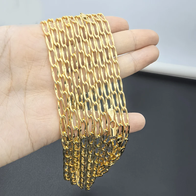 عقد ذهب 24 بوصة 4 ملم سلسلة فيجارو للرجال والنساء إكسسوارات مجوهرات عصرية